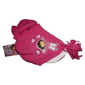 Vintage Deadstock Dora the Explorer Fleece Winter Hat Pink Sherpa Lined Kids NWT